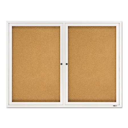 Quartet Bulletin Board, Natural Cork/Fiberboard, 48x36, Silver Aluminum Frame 2364